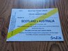 Scotland v Australia 1996 Rugby Car Park Pass
