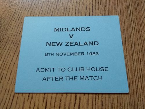 Midlands v New Zealand Nov 1983 Used Rugby Club House Entry Ticket