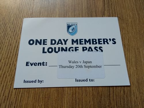 Wales v Japan 2007 Cardiff Blues Member's Lounge Pass