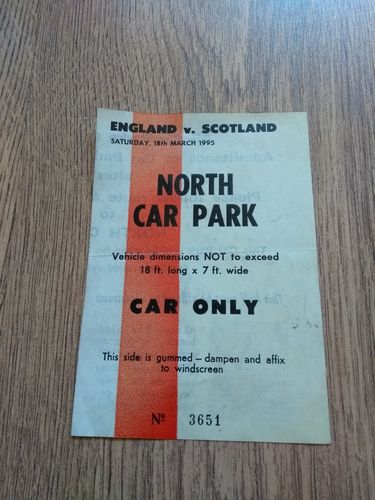 England v Scotland 1995 Rugby Car Park Pass