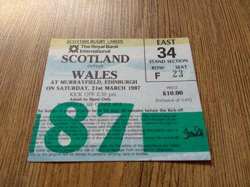 Scotland v Wales 1987 Rugby Ticket