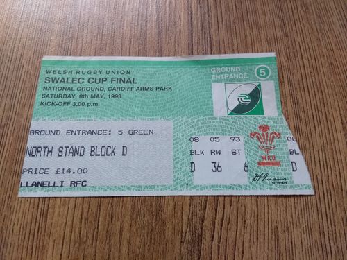 Llanelli v Neath 1993 Welsh Cup Final Rugby Ticket