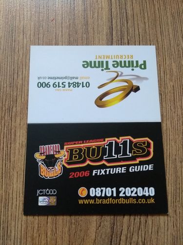 Bradford Bulls 2006 Rugby League Fixture Card
