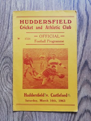 Huddersfield v Castleford Mar 1963 Rugby League Programme