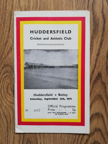 Huddersfield v Batley Sept 1971 Rugby League Programme