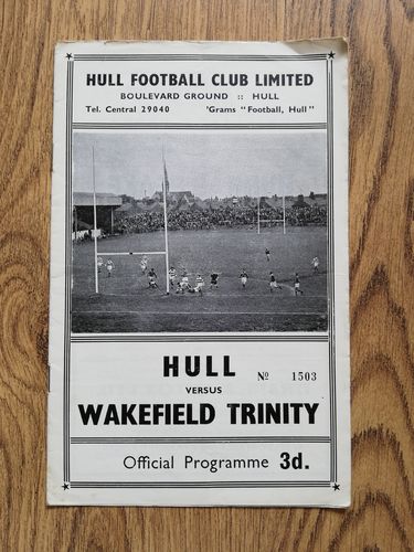 Hull v Wakefield Mar 1960 Rugby League Programme