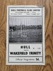 Hull v Wakefield Mar 1960 Rugby League Programme