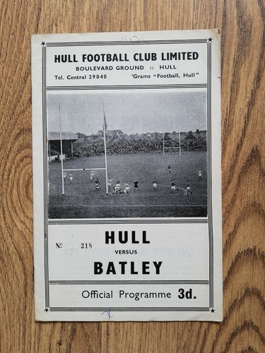 Hull v Batley Dec 1960 Rugby League Programme