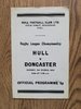 Hull v Doncaster Mar 1973 Rugby League Programme