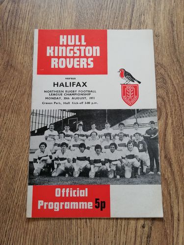 Hull KR v Halifax Aug 1971 Rugby League Programme