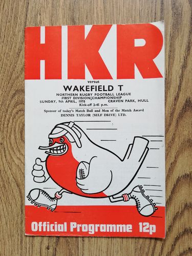 Hull KR v Wakefield Apr 1978 RL Programme
