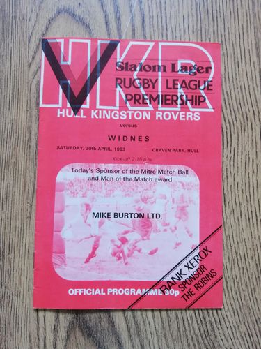 Hull KR v Widnes Apr 1983 Premiership Semi-Final Rugby League Programme