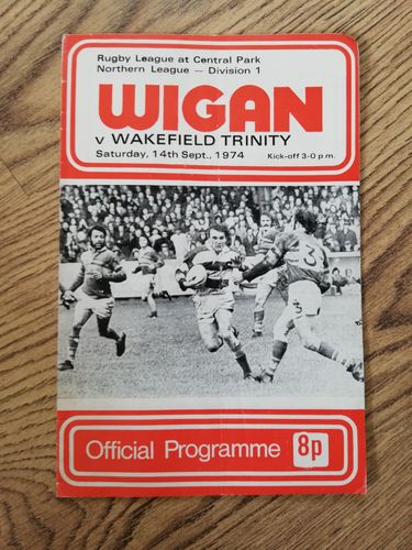 Wigan v Wakefield Sept 1974 Rugby League Programme