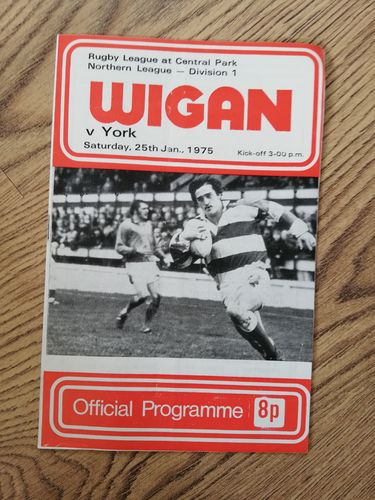 Wigan v York Feb 1975 Rugby League Programme