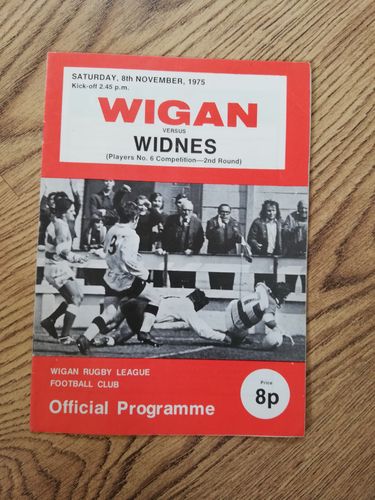 Wigan v Widnes Nov 1975 Players No6 Trophy RL Programme