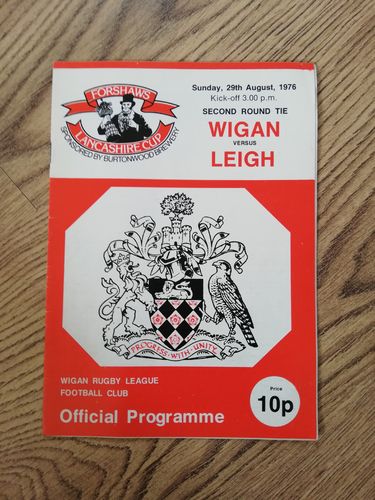 Wigan v Leigh Aug 1976 Lancashire Cup RL Programme