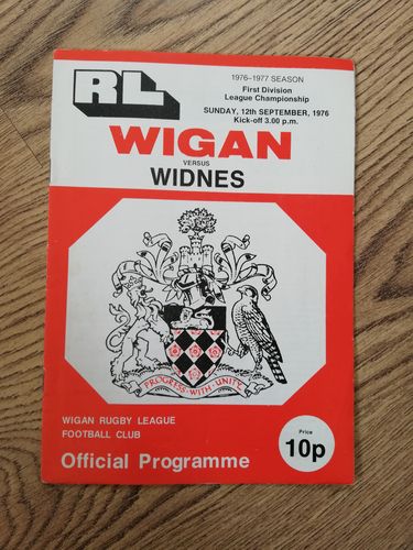 Wigan v Widnes Sept 1976 Rugby League Programme