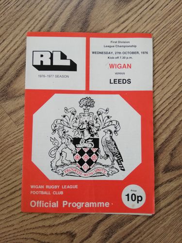 Wigan v Leeds Oct 1976 Rugby League Programme