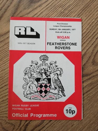 Wigan v Featherstone Jan 1977 RL Programme