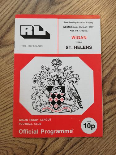 Wigan v St Helens May 1977 Play-Off Replay RL Programme