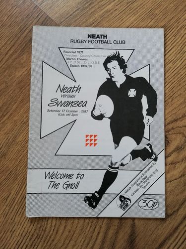 Neath v Swansea Oct 1987 Rugby Programme