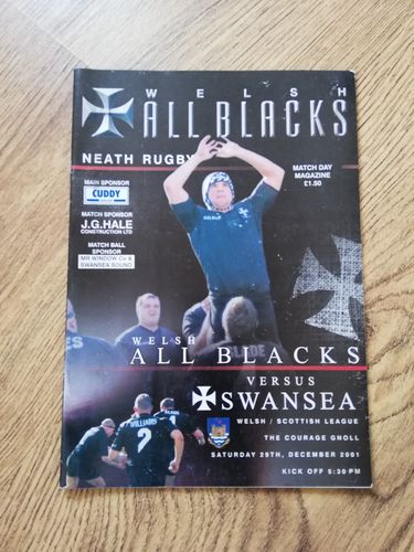 Neath v Swansea Dec 2001 Rugby Programme