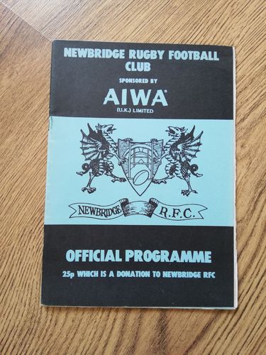 Newbridge v Neath Athletic Dec 1985 Schweppes Cup Rugby Progamme