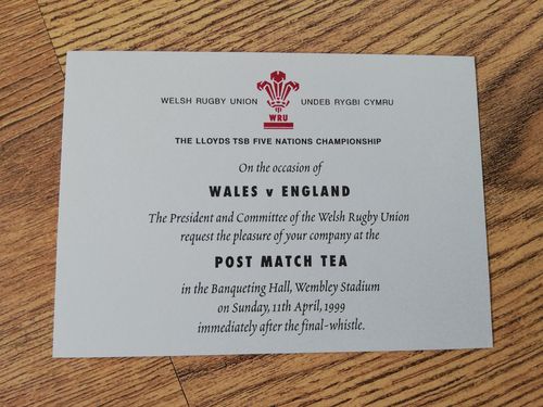 Wales v England 1999 Post-Match Tea Invitation Card