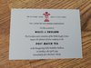 Wales v England 1999 Post-Match Tea Invitation Card