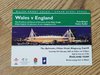 Wales v England 2005 Post-Match Teams Buffet Invitation Card