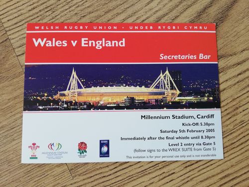Wales v England 2005 Secretaries Bar Pass