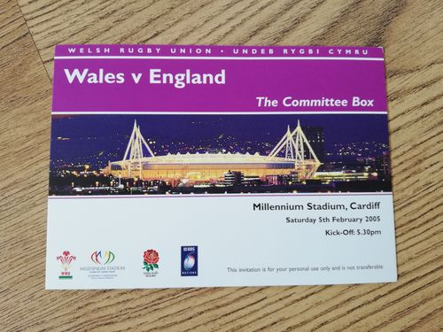 Wales v England 2005 Committee Box Pass