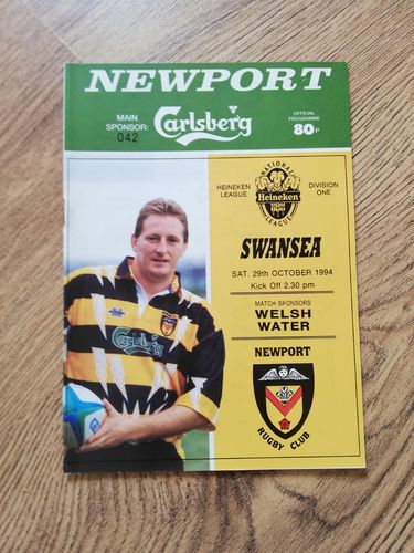 Newport v Swansea Oct 1994 Rugby Programme