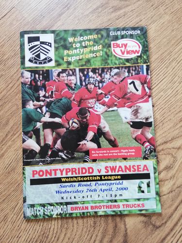 Pontypridd v Swansea Apr 2000 Rugby Programme
