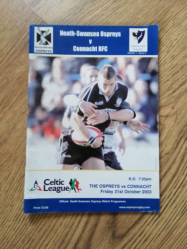 Neath - Swansea Ospreys v Connacht Oct 2003 Rugby Programme