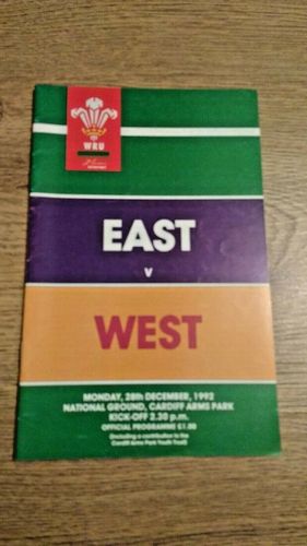 East Wales v West Wales 1992 Rugby Programme