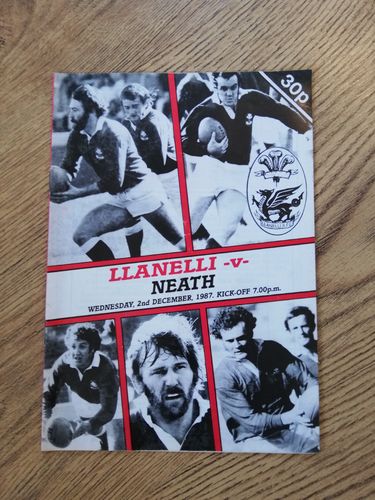 Llanelli v Neath Dec 1987 Rugby Programme