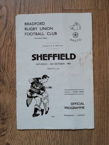 Bradford v Sheffield Oct 1964 Rugby Programme