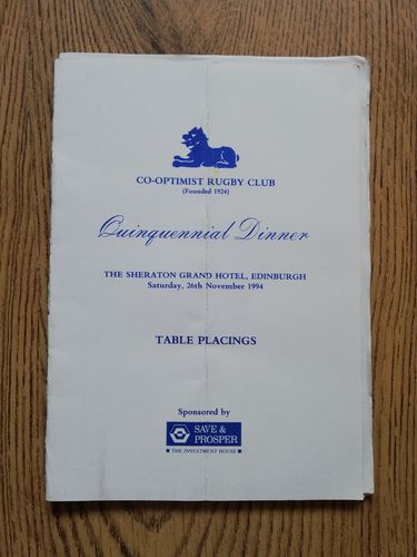 Scottish Co-Optimists Nov 1994 Quinquennial Dinner Guest List