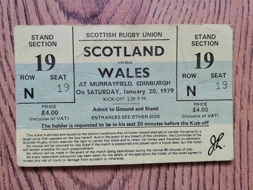 Scotland v Wales 1979 Rugby Ticket