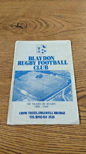 Blaydon v Crossleyans Jan 1991 Rugby Programme