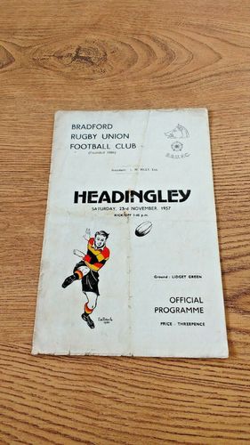Bradford v Headingley Nov 1957 Rugby Programme