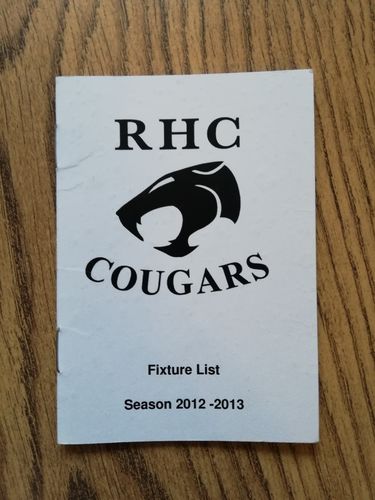 Royal High Corstorphine Cougars 2012-13 Rugby Fixture Card