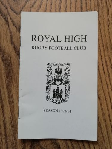 Royal High 1993-94 Rugby Members Handbook