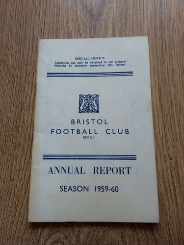 Bristol Rugby Club 1959-60 Annual Report