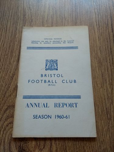 Bristol Rugby Club 1960-61 Annual Report