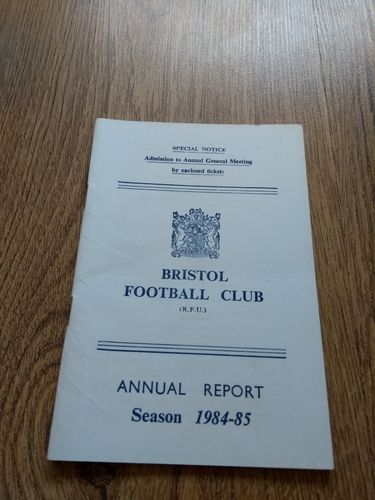 Bristol Rugby Club 1984-85 Annual Report