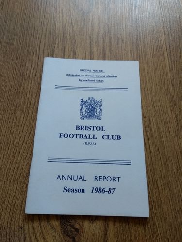 Bristol Rugby Club 1986-87 Annual Report