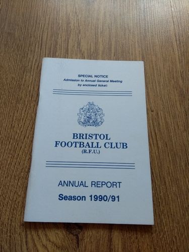 Bristol Rugby Club 1990-91 Annual Report