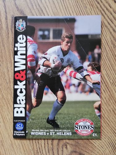 Widnes v St Helens Apr 1992 Rugby League Programme